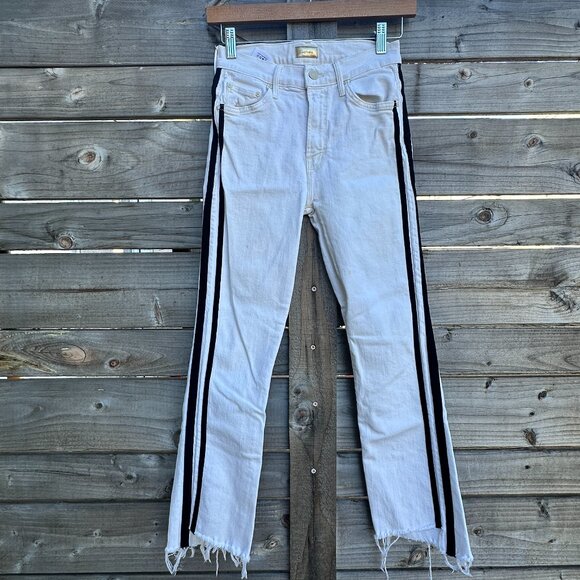 MOTHER Jeans Insider Crop Step Fray Stripe High Waist Cut Off Flare - 25 - Picture 3 of 13